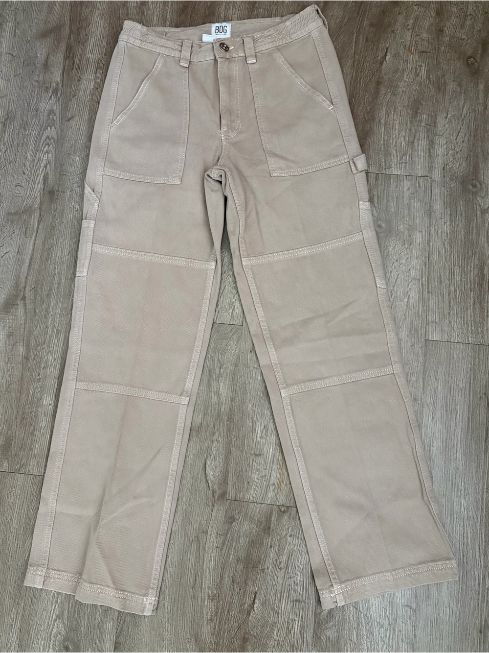 BDG Skate Utility Carpenter Pants W26 L32 Khaki Tan Panel Seam Workwear Trouser